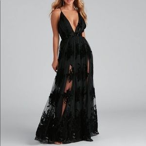 Windsor Morgan Formal Flocked Velvet Dress-NWOT.